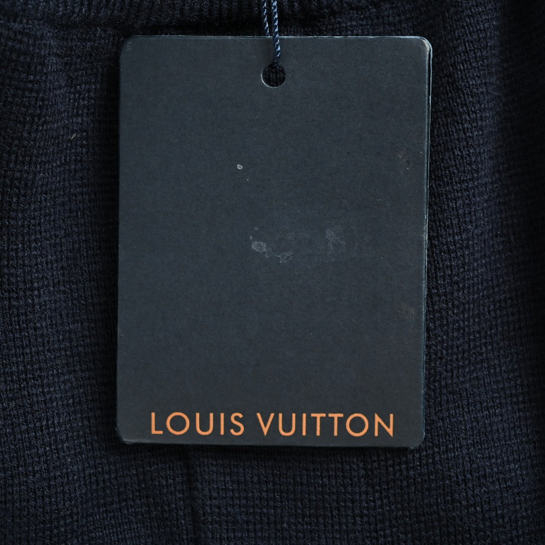 Louis Vuitton LV Monogram Jacquard Blue-Trim Knit Shorts — Black