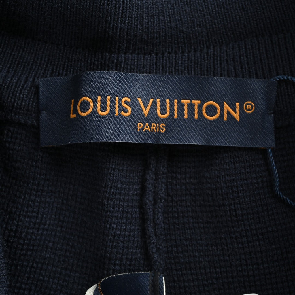 Louis Vuitton LV Monogram Jacquard Blue-Trim Knit Shorts — Black