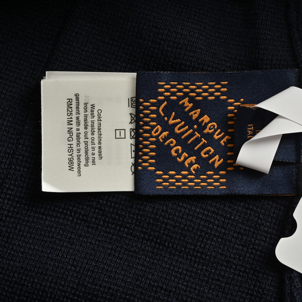 Louis Vuitton LV Monogram Jacquard Blue-Trim Knit Shorts — Black