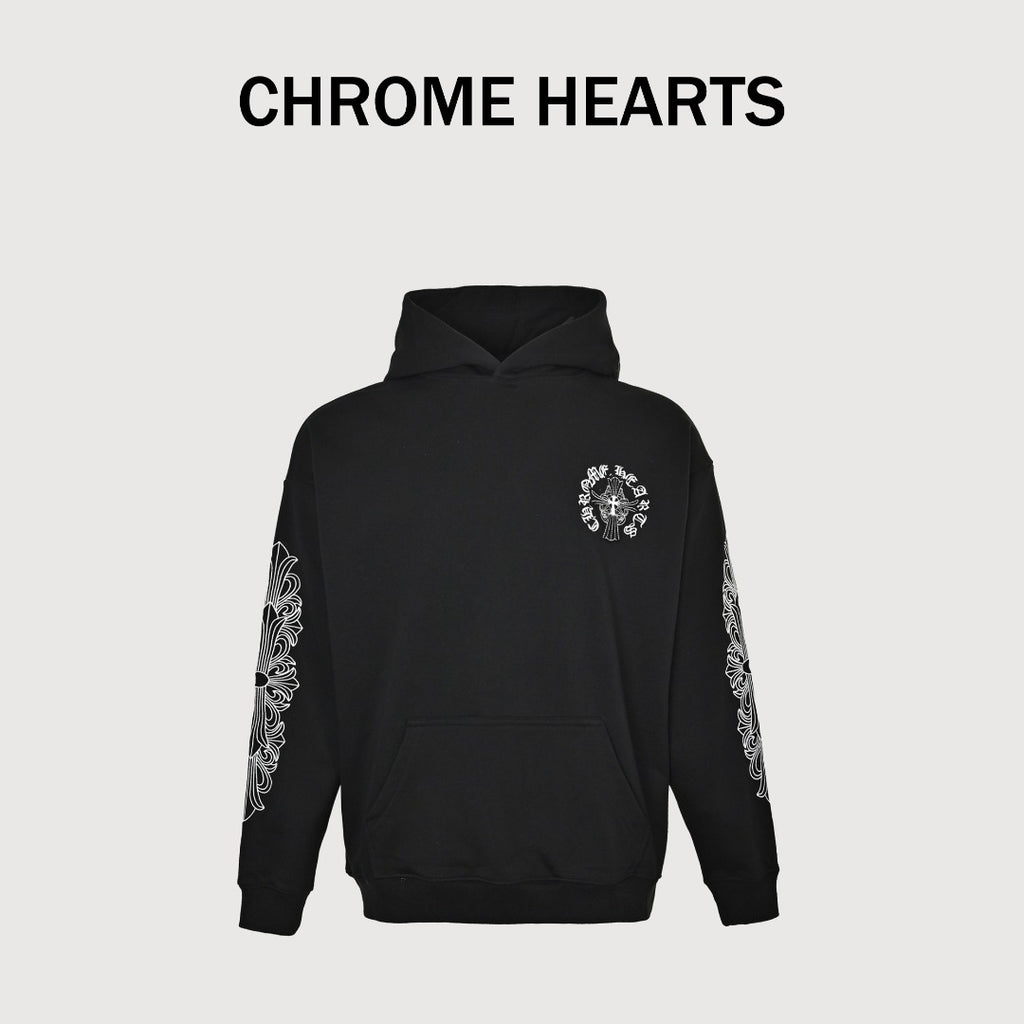 Chrome Hearts 26SS Pearl Cross All-Over Embroidered Hoodie — Black
