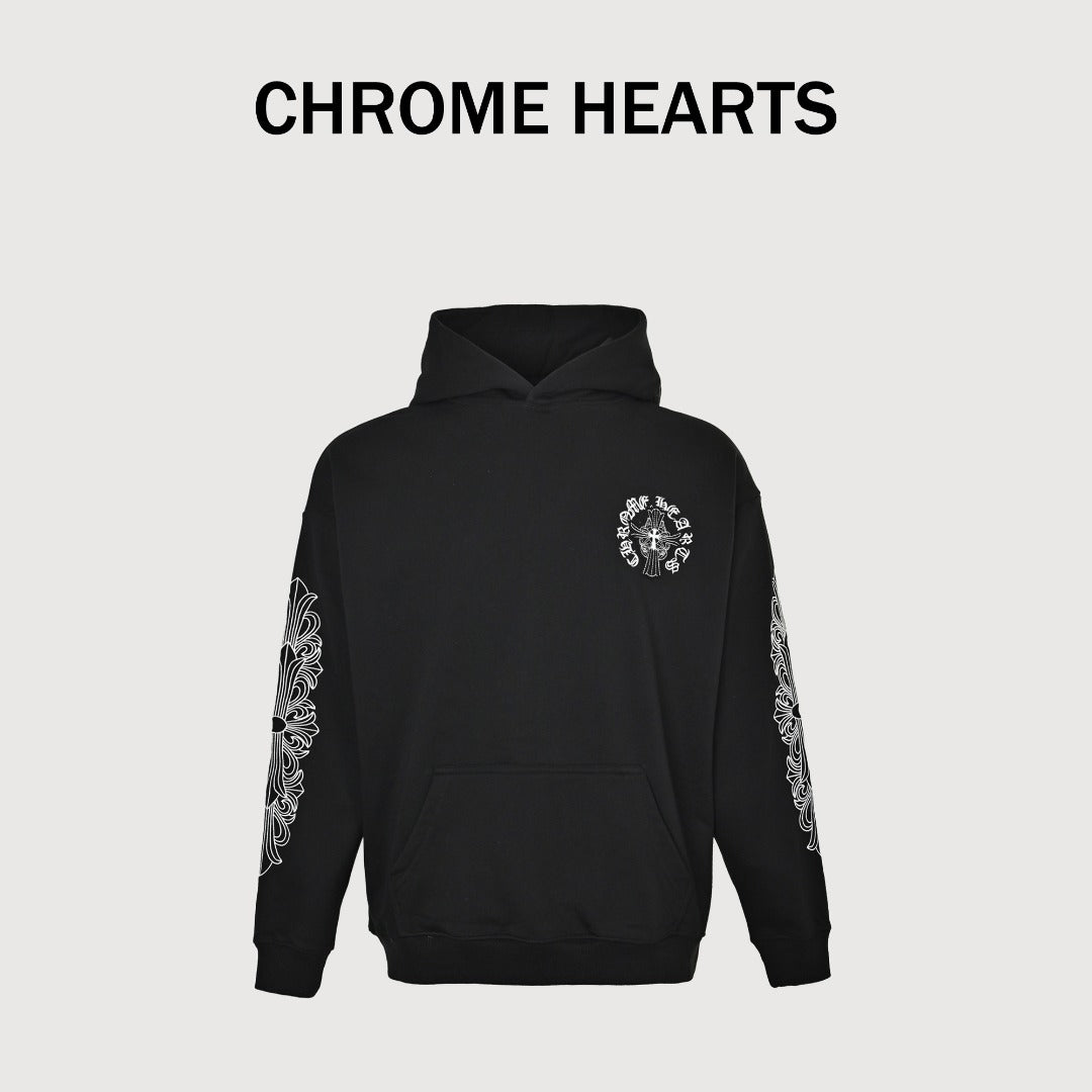 Chrome Hearts 26SS Pearl Cross All-Over Embroidered Hoodie — Black