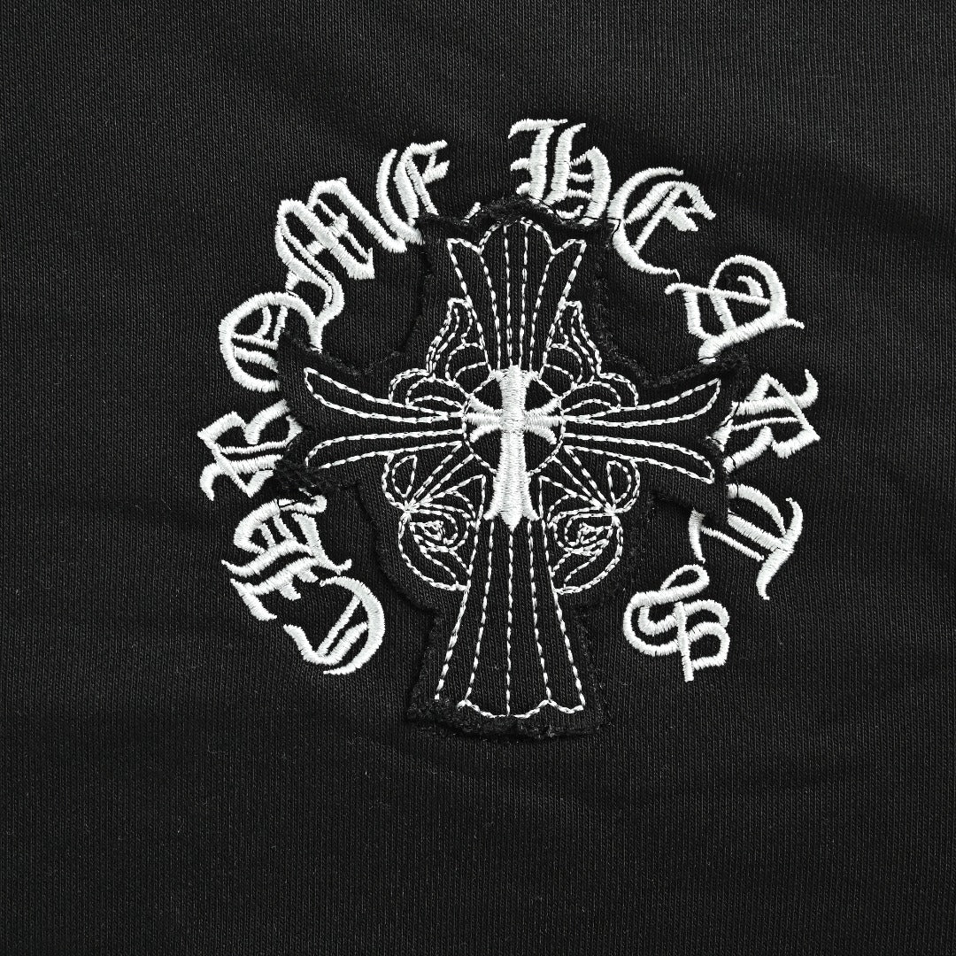 Chrome Hearts 26SS Pearl Cross All-Over Embroidered Hoodie — Black