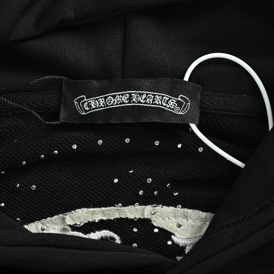 Chrome Hearts 26SS Pearl Cross All-Over Embroidered Hoodie — Black