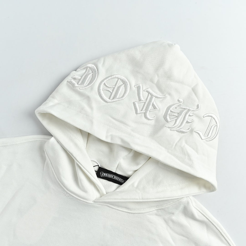 Chrome Hearts 26SS Pearl Cross All-Over Embroidered Hoodie — White