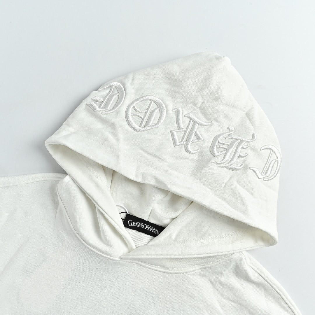 Chrome Hearts 26SS Pearl Cross All-Over Embroidered Hoodie — White