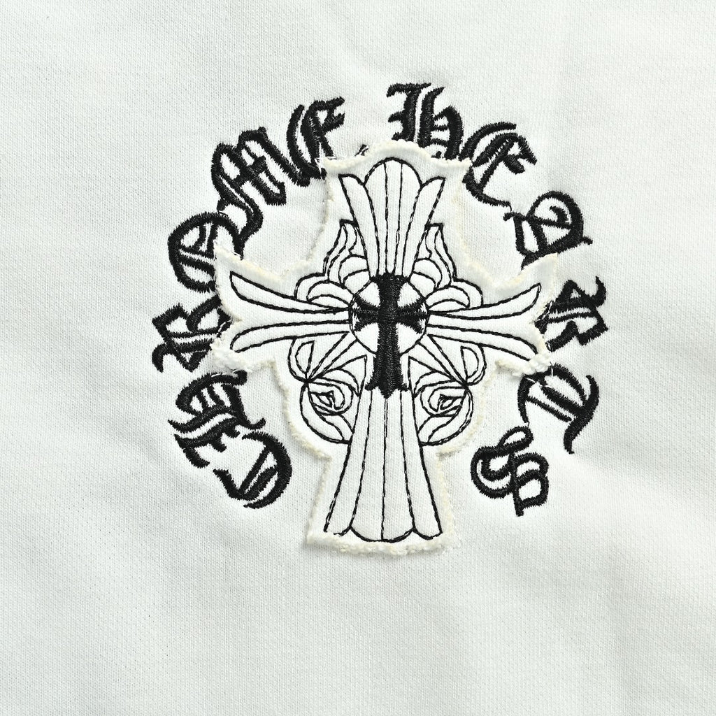 Chrome Hearts 26SS Pearl Cross All-Over Embroidered Hoodie — White