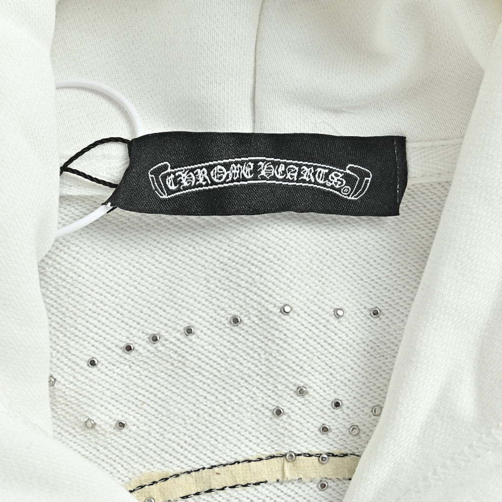 Chrome Hearts 26SS Pearl Cross All-Over Embroidered Hoodie — White