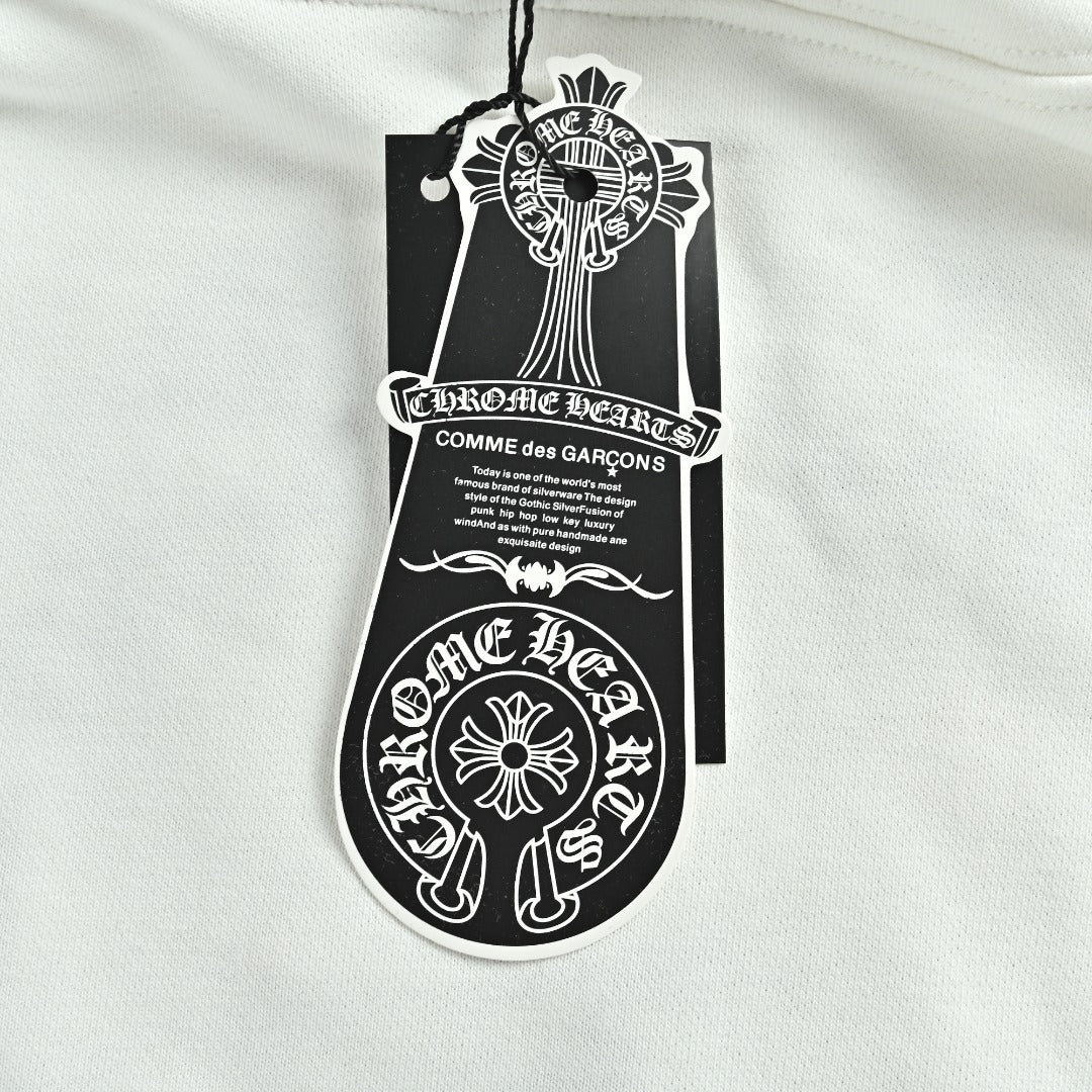 Chrome Hearts 26SS Pearl Cross All-Over Embroidered Hoodie — White