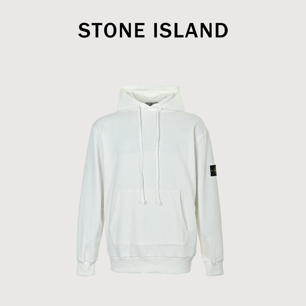 Stone Island Sleeve Badge Logo Hoodie — White