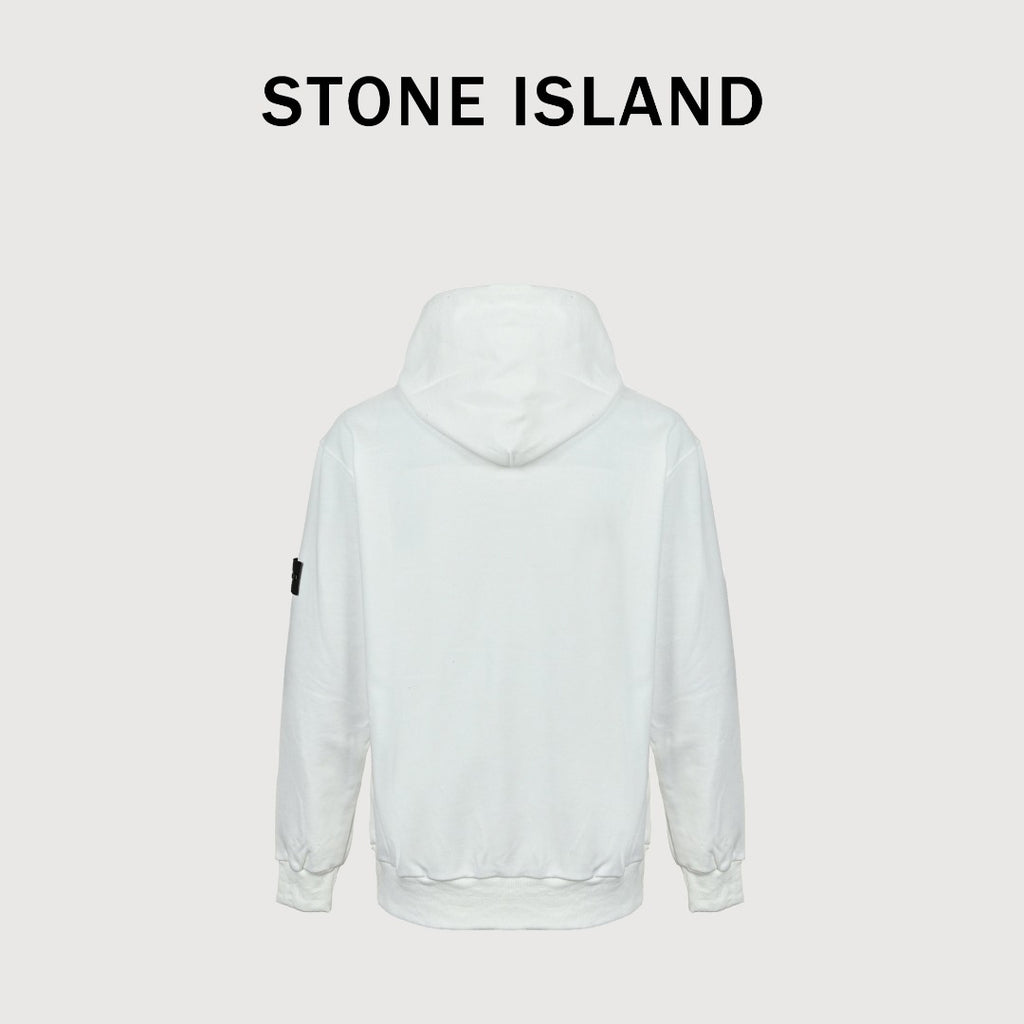 Stone Island Sleeve Badge Logo Hoodie — White