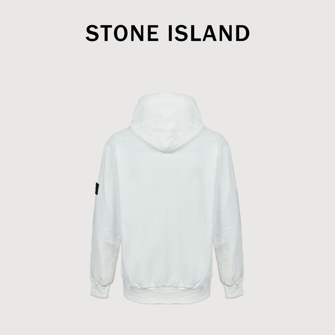 Stone Island Sleeve Badge Logo Hoodie — White