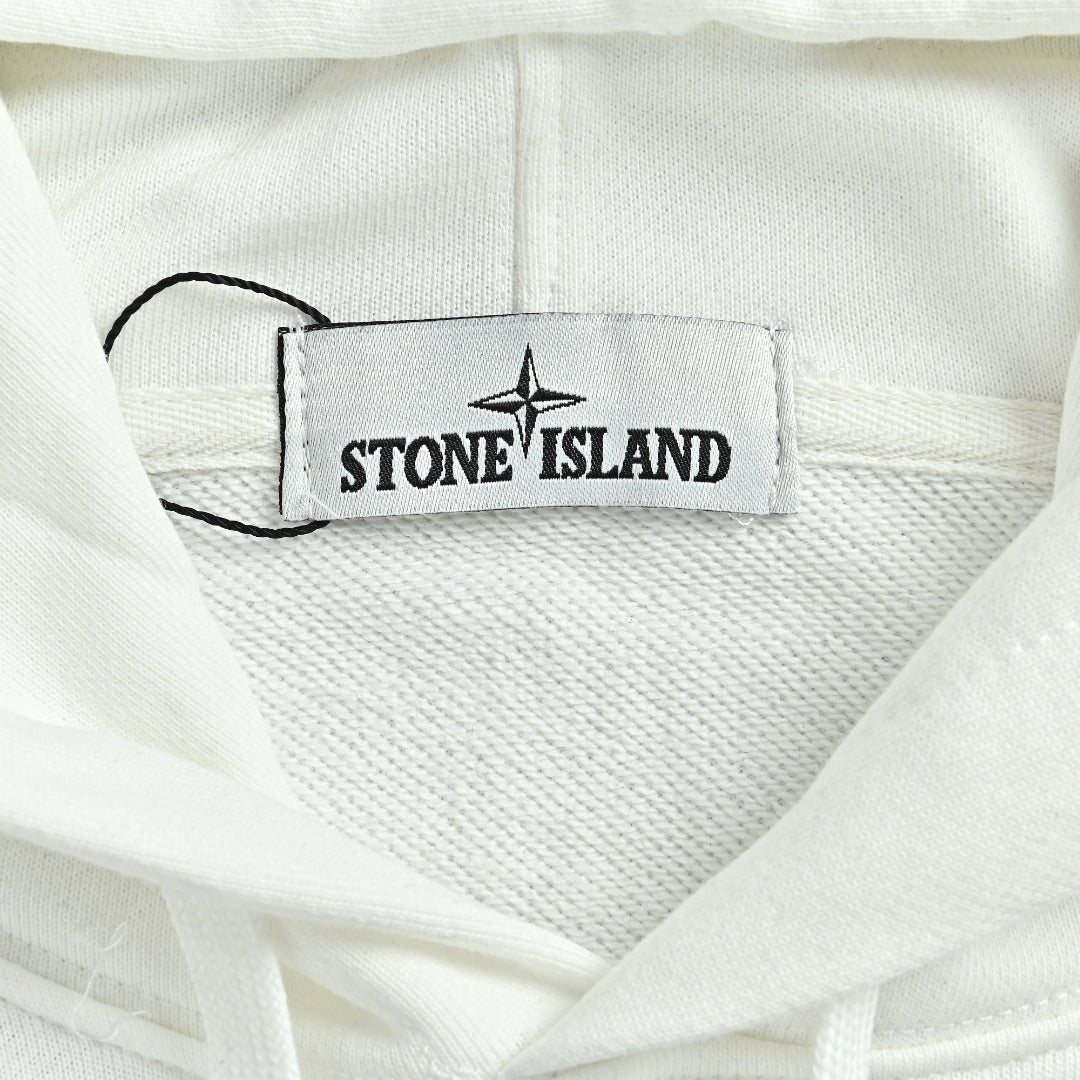 Stone Island Sleeve Badge Logo Hoodie — White