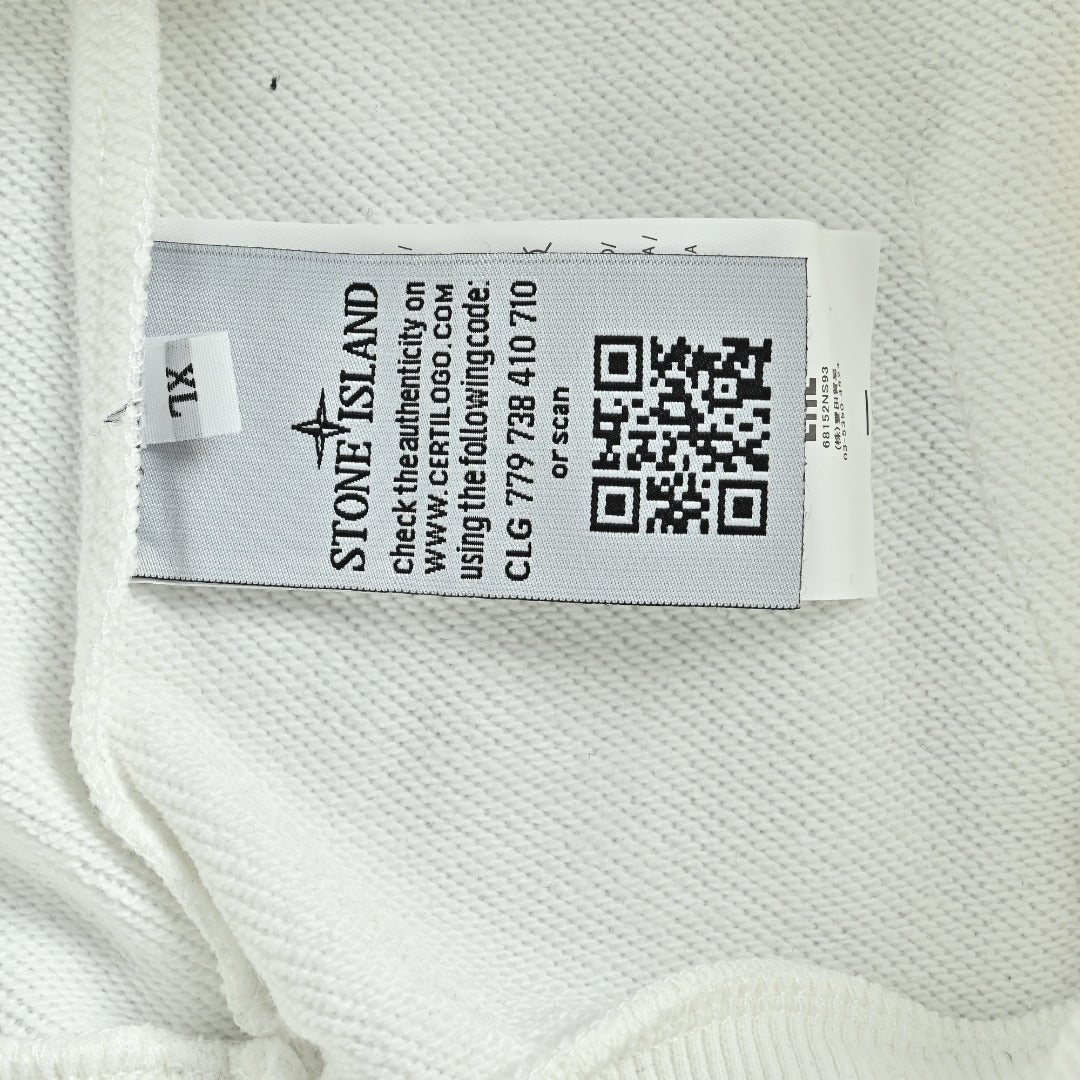 Stone Island Sleeve Badge Logo Hoodie — White