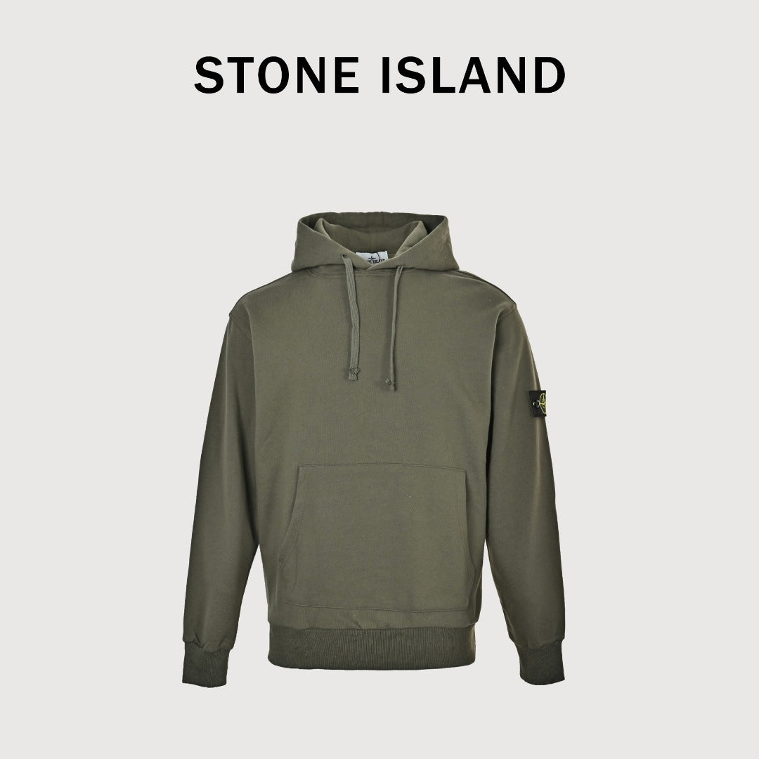 Stone Island Sleeve Badge Logo Hoodie — Olive