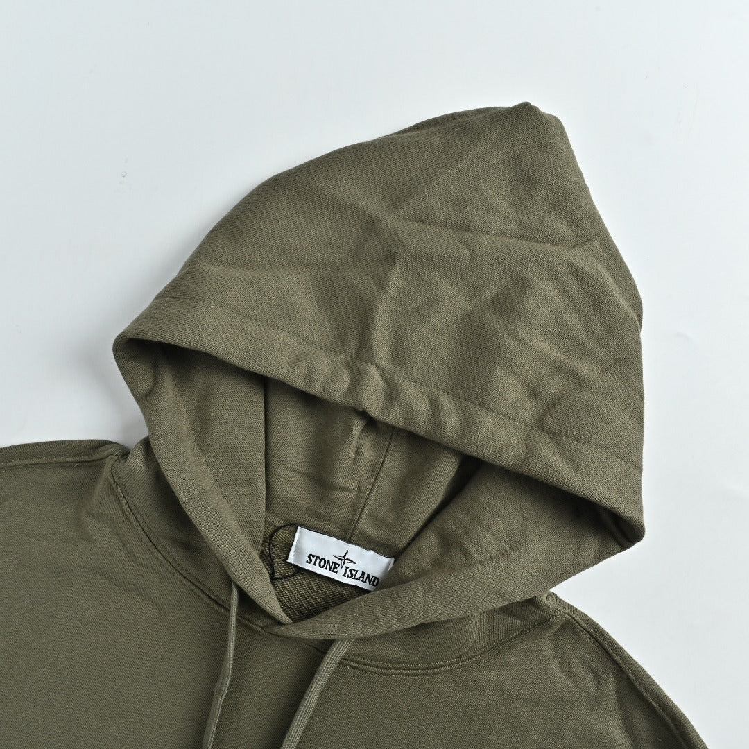 Stone Island Sleeve Badge Logo Hoodie — Olive