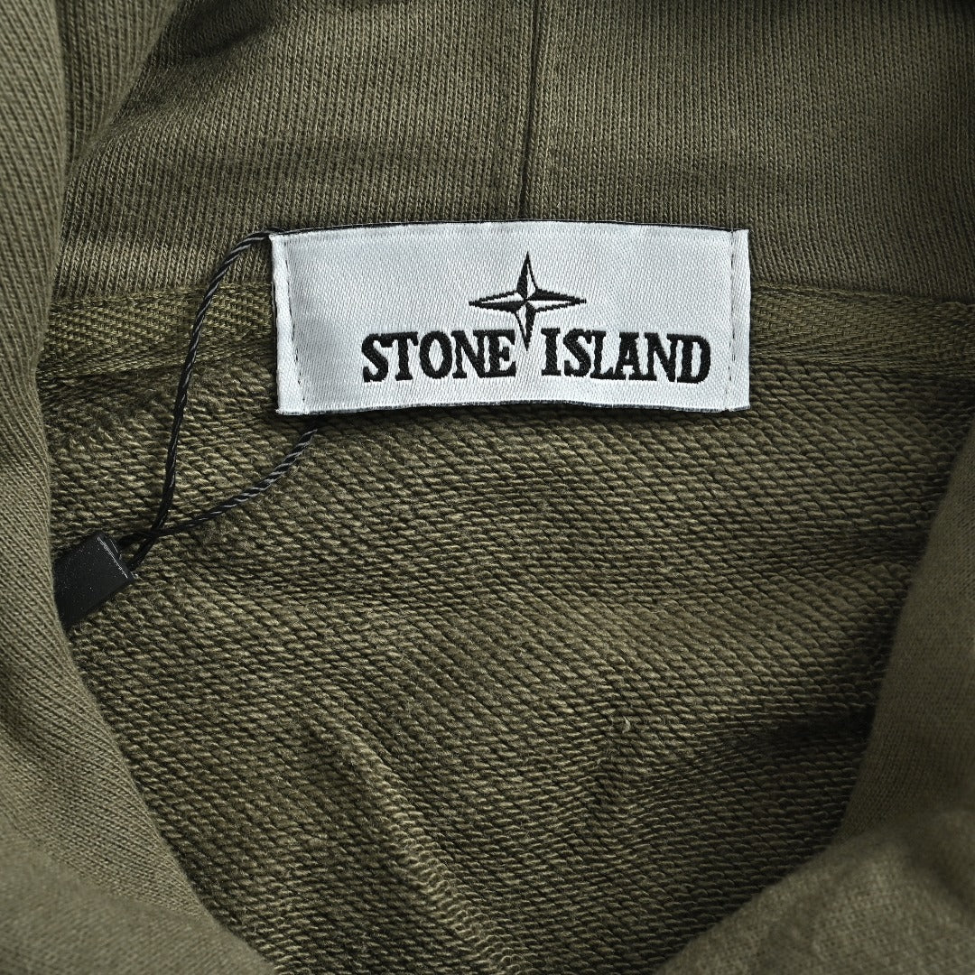 Stone Island Sleeve Badge Logo Hoodie — Olive