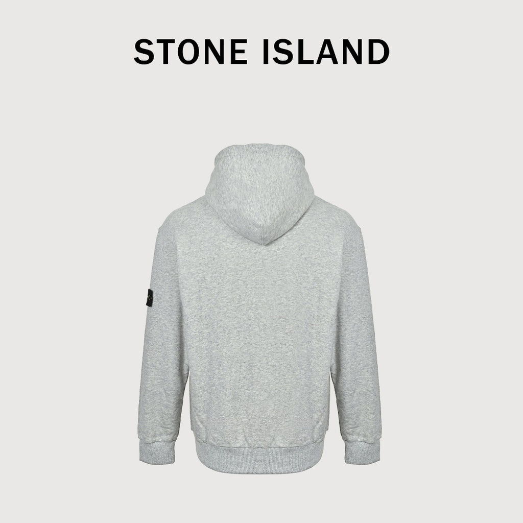 Stone Island Sleeve Badge Logo Hoodie — Light Grey Marl