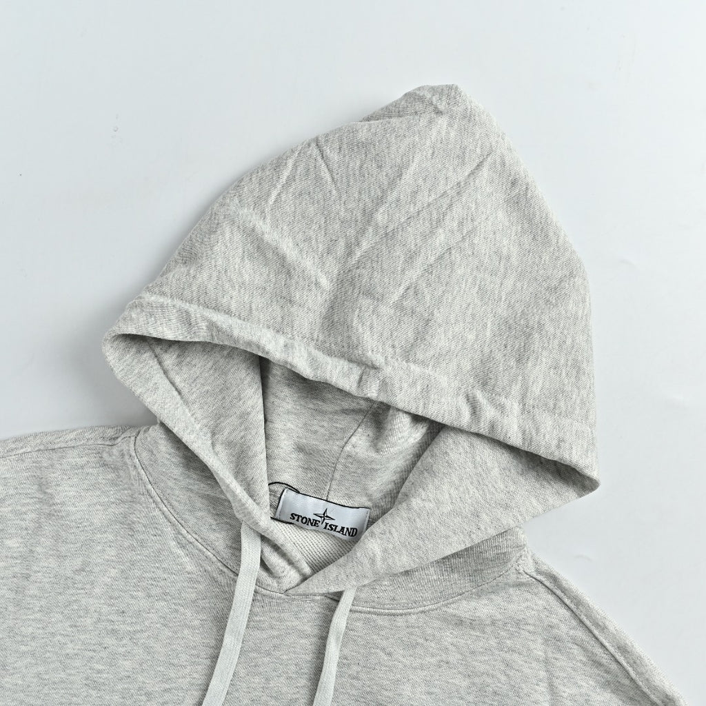 Stone Island Sleeve Badge Logo Hoodie — Light Grey Marl
