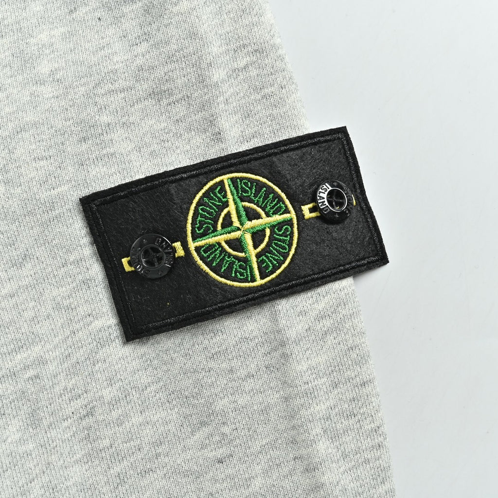 Stone Island Sleeve Badge Logo Hoodie — Light Grey Marl