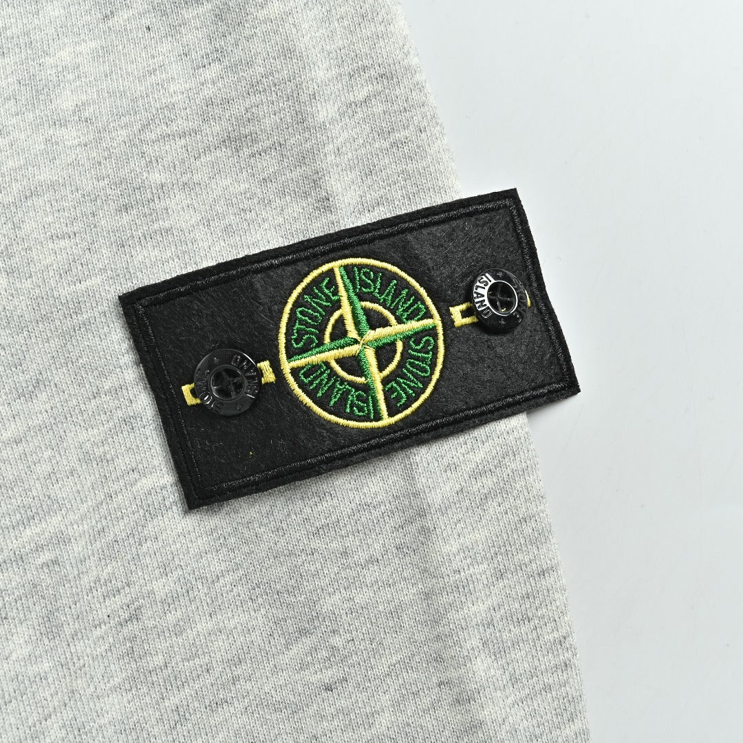 Stone Island Sleeve Badge Logo Hoodie — Light Grey Marl