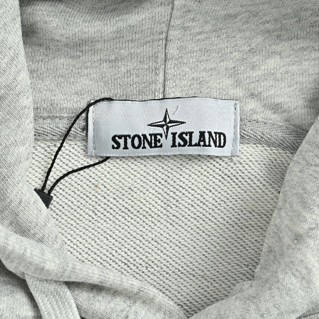Stone Island Sleeve Badge Logo Hoodie — Light Grey Marl