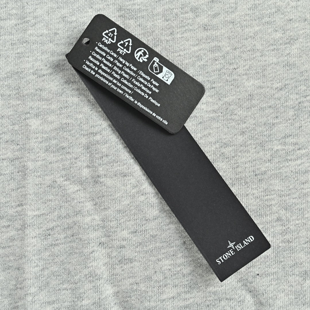 Stone Island Sleeve Badge Logo Hoodie — Light Grey Marl