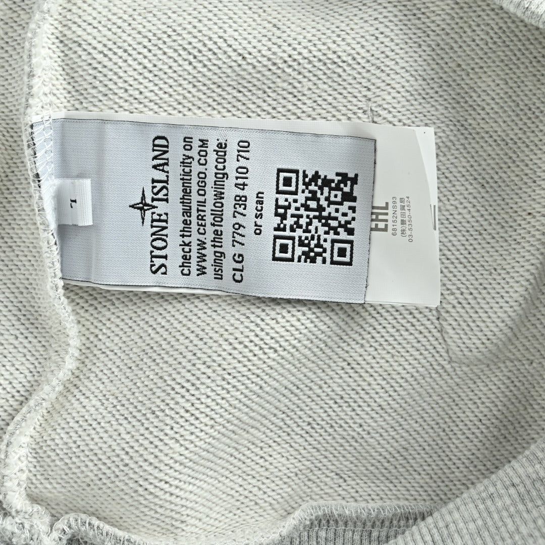 Stone Island Sleeve Badge Logo Hoodie — Light Grey Marl