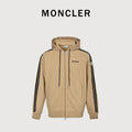 Moncler MC Tri-Color Rope Trim Zip-Up Hoodie Jacket — Camel