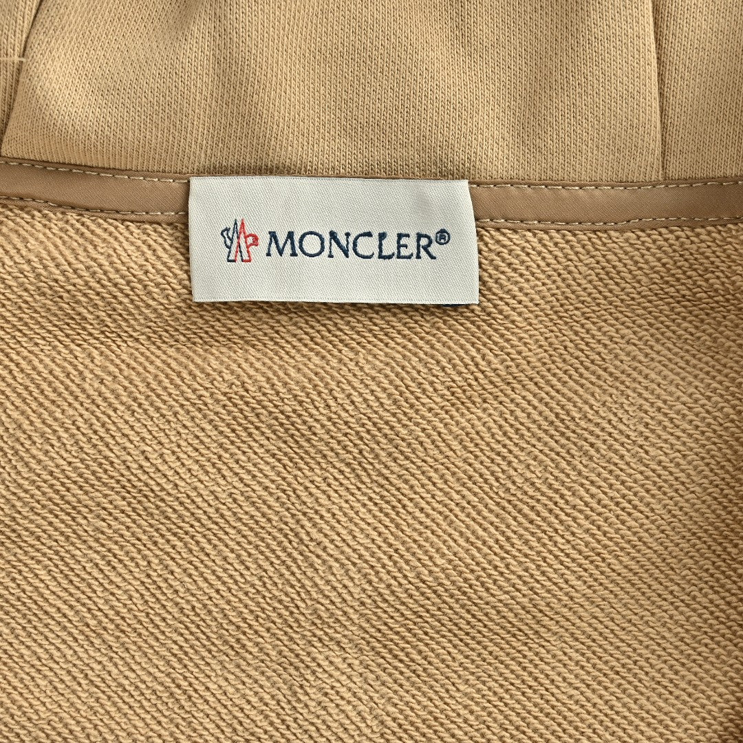 Moncler MC Tri-Color Rope Trim Zip-Up Hoodie Jacket — Camel