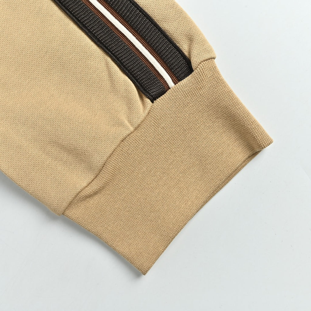 Moncler MC Tri-Color Rope Trim Zip-Up Hoodie Jacket — Camel