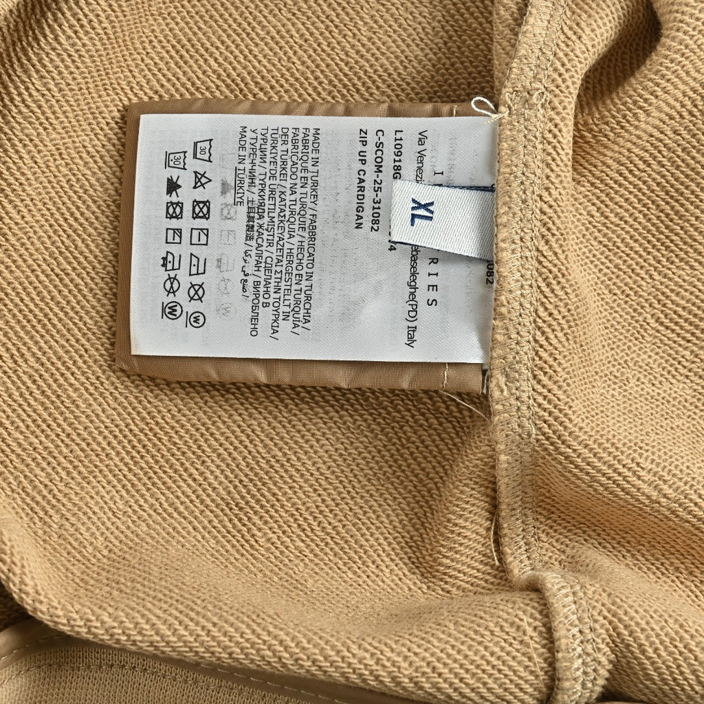 Moncler MC Tri-Color Rope Trim Zip-Up Hoodie Jacket — Camel