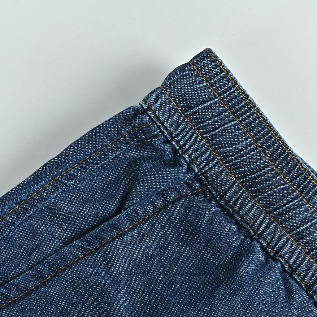 Loewe Embroidered Patch Pocket Denim Shorts — Mid Blue