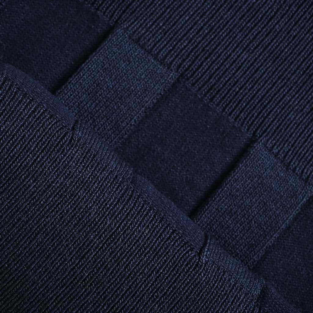 Brunello Cucinelli BC Two-Tone Button Ribbed Henley Knit Short-Sleeve T-Shirt — Navy