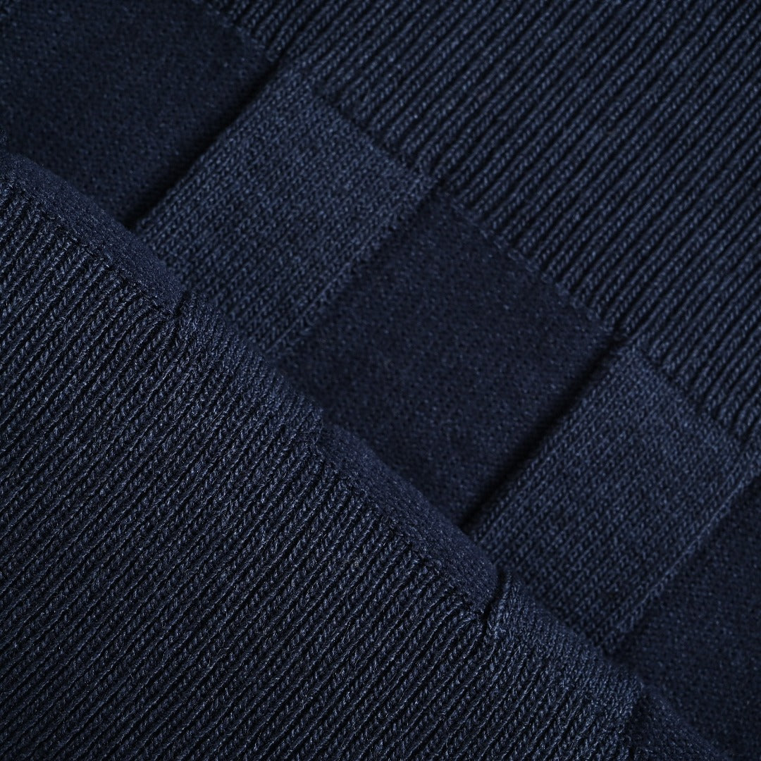 Brunello Cucinelli BC Two-Tone Button Ribbed Henley Knit Short-Sleeve T-Shirt — Navy