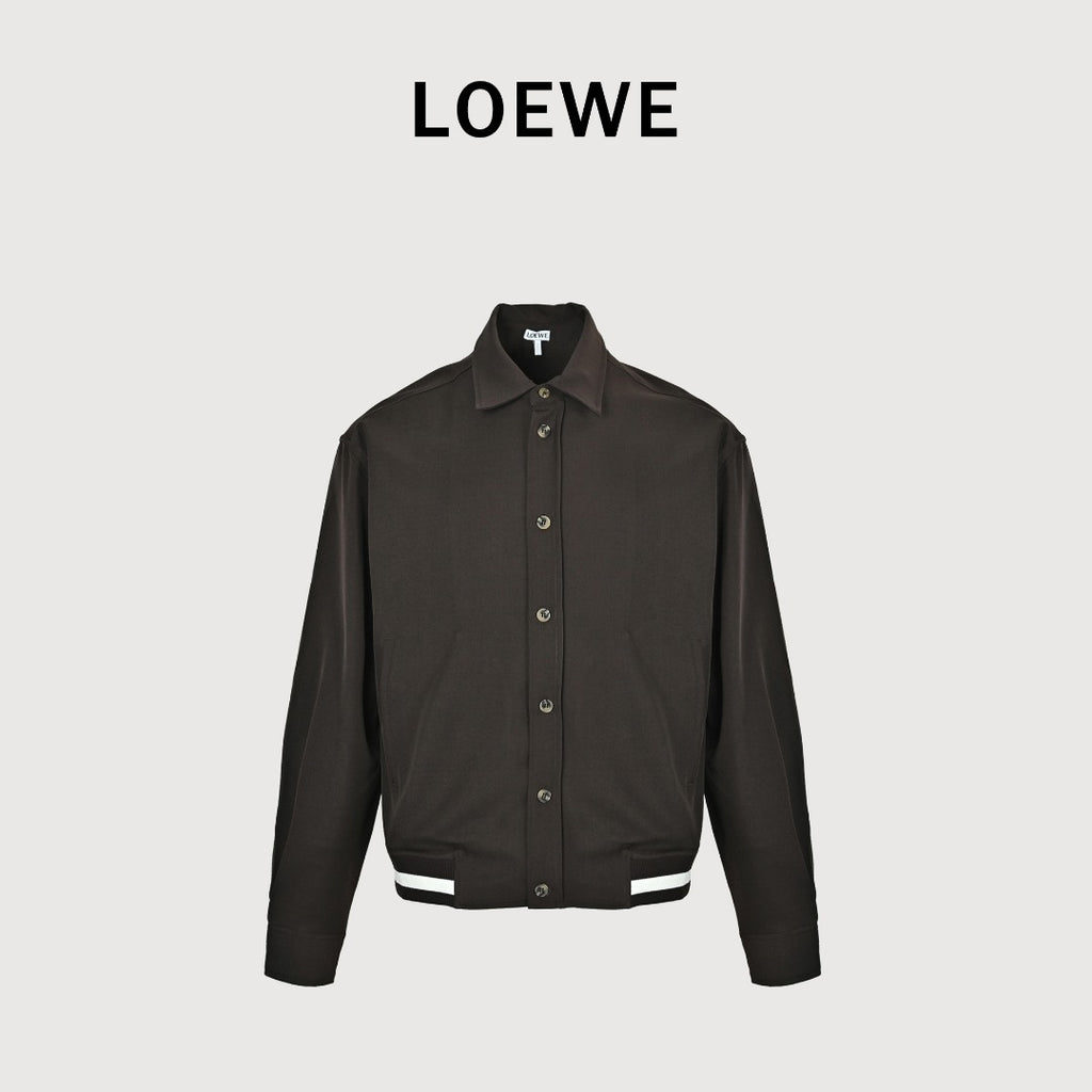 Loewe Embroidered Varsity Jacket — Dark Brown