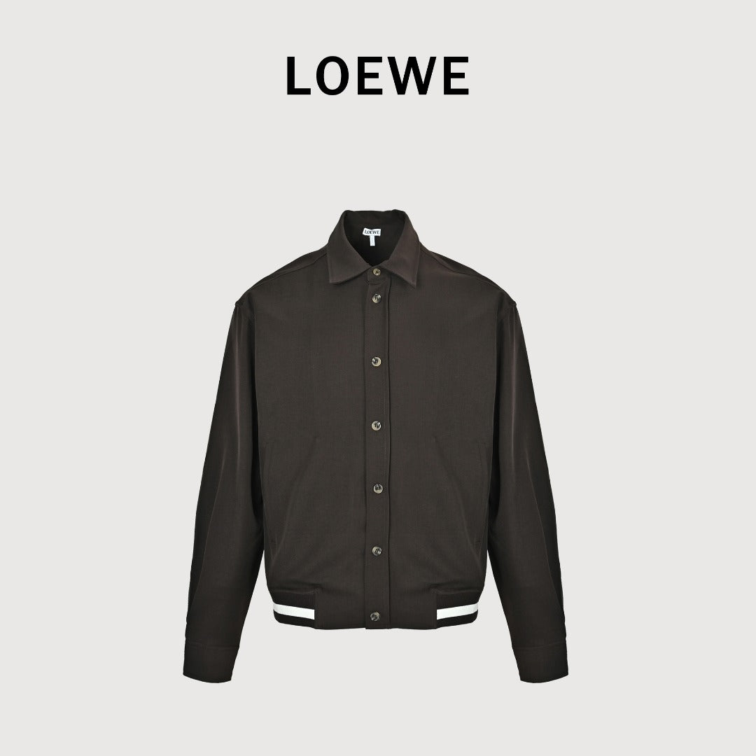 Loewe Embroidered Varsity Jacket — Dark Brown