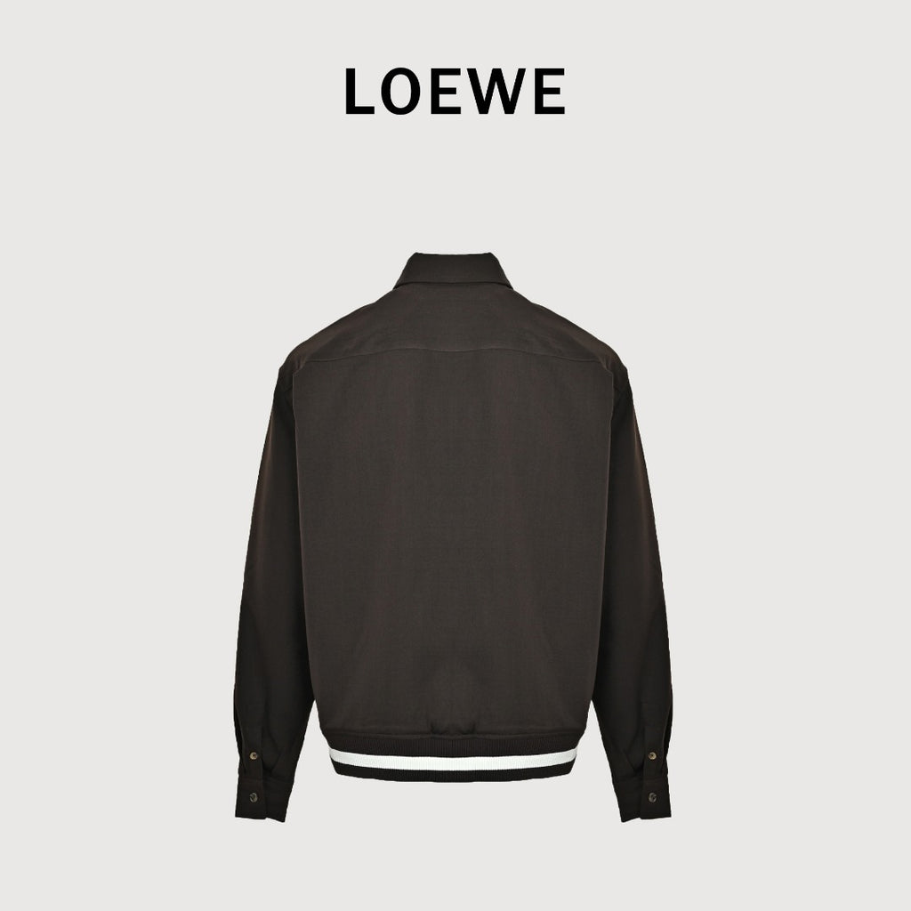 Loewe Embroidered Varsity Jacket — Dark Brown