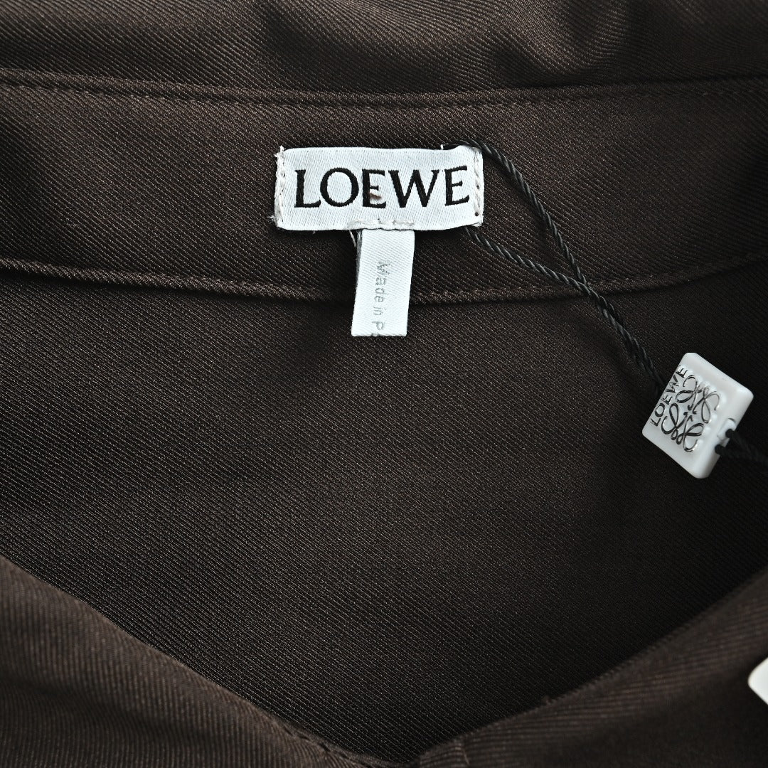 Loewe Embroidered Varsity Jacket — Dark Brown