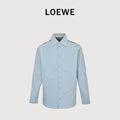 Loewe Sweater-Panel Knit Splice Long-Sleeve Shirt — Light Blue