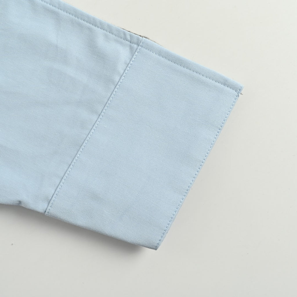 Loewe Sweater-Panel Knit Splice Long-Sleeve Shirt — Light Blue