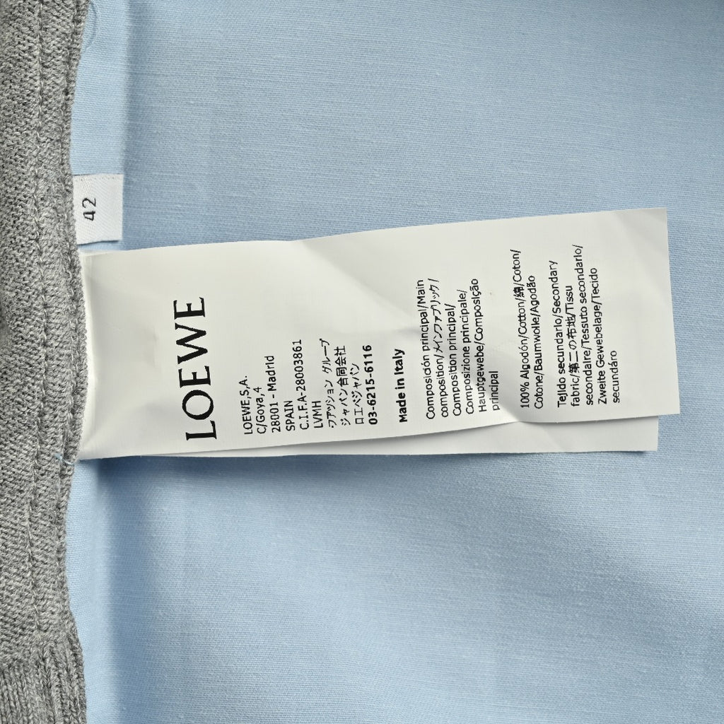 Loewe Sweater-Panel Knit Splice Long-Sleeve Shirt — Light Blue