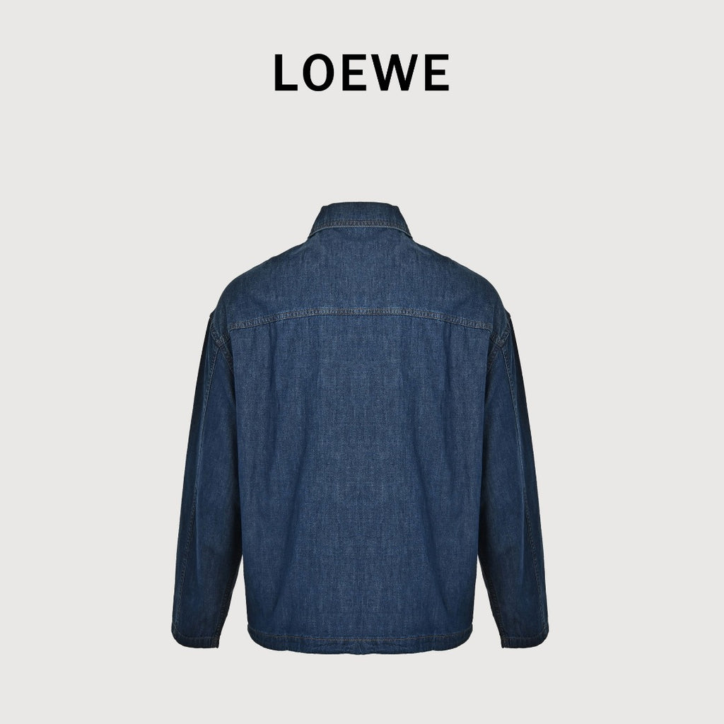 Loewe Embroidered Patch Pocket Denim Jacket — Dark Indigo