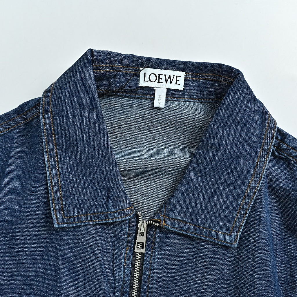 Loewe Embroidered Patch Pocket Denim Jacket — Dark Indigo
