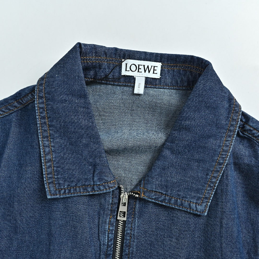 Loewe Embroidered Patch Pocket Denim Jacket — Dark Indigo