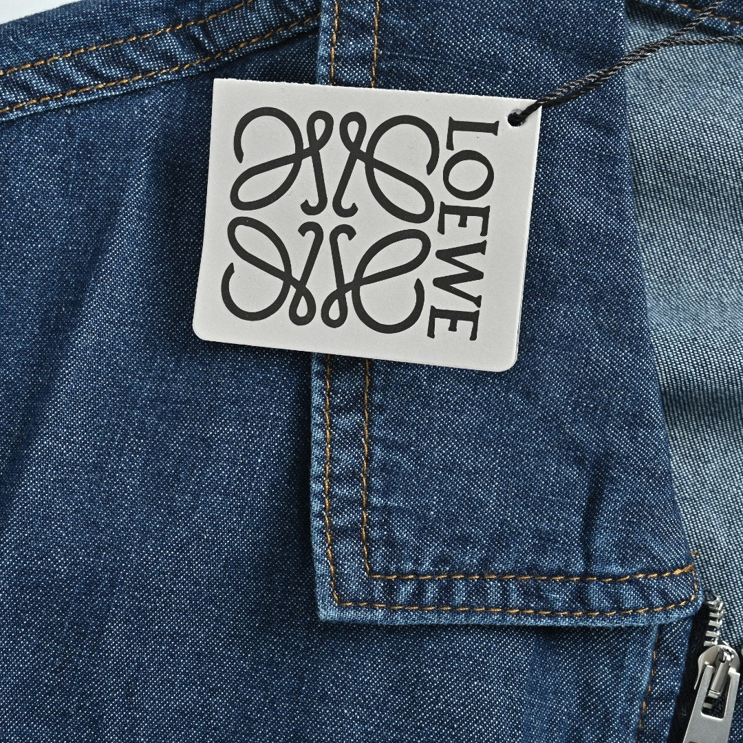 Loewe Embroidered Patch Pocket Denim Jacket — Dark Indigo