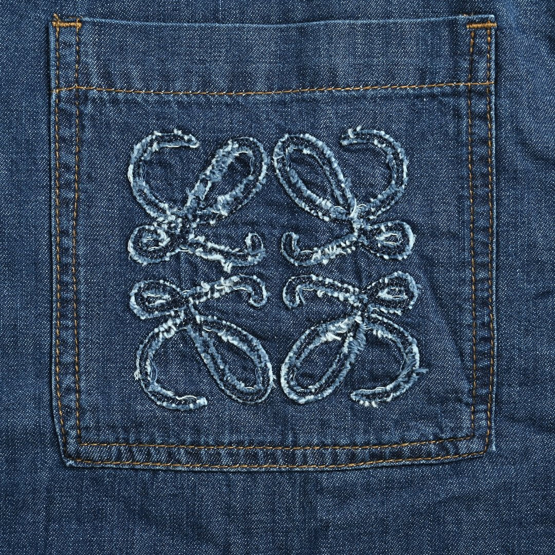 Loewe Embroidered Patch Pocket Denim Jacket — Dark Indigo