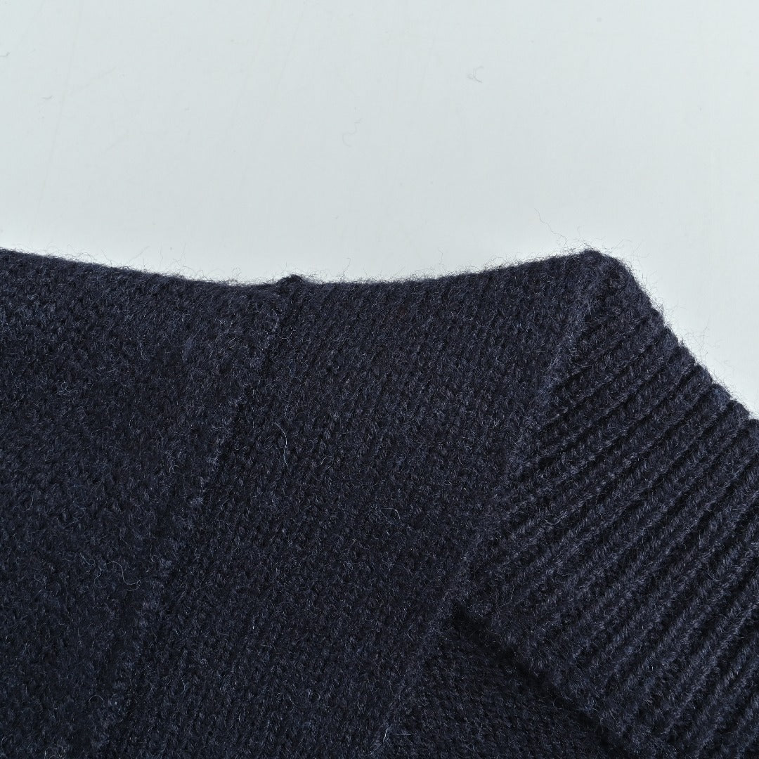 Ami Paris Heart Jacquard Knit Cardigan — Navy
