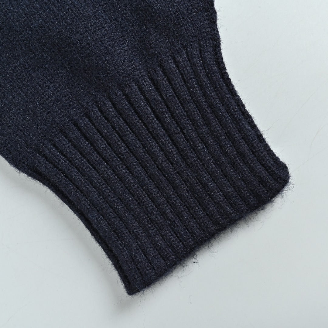 Ami Paris Heart Jacquard Knit Cardigan — Navy