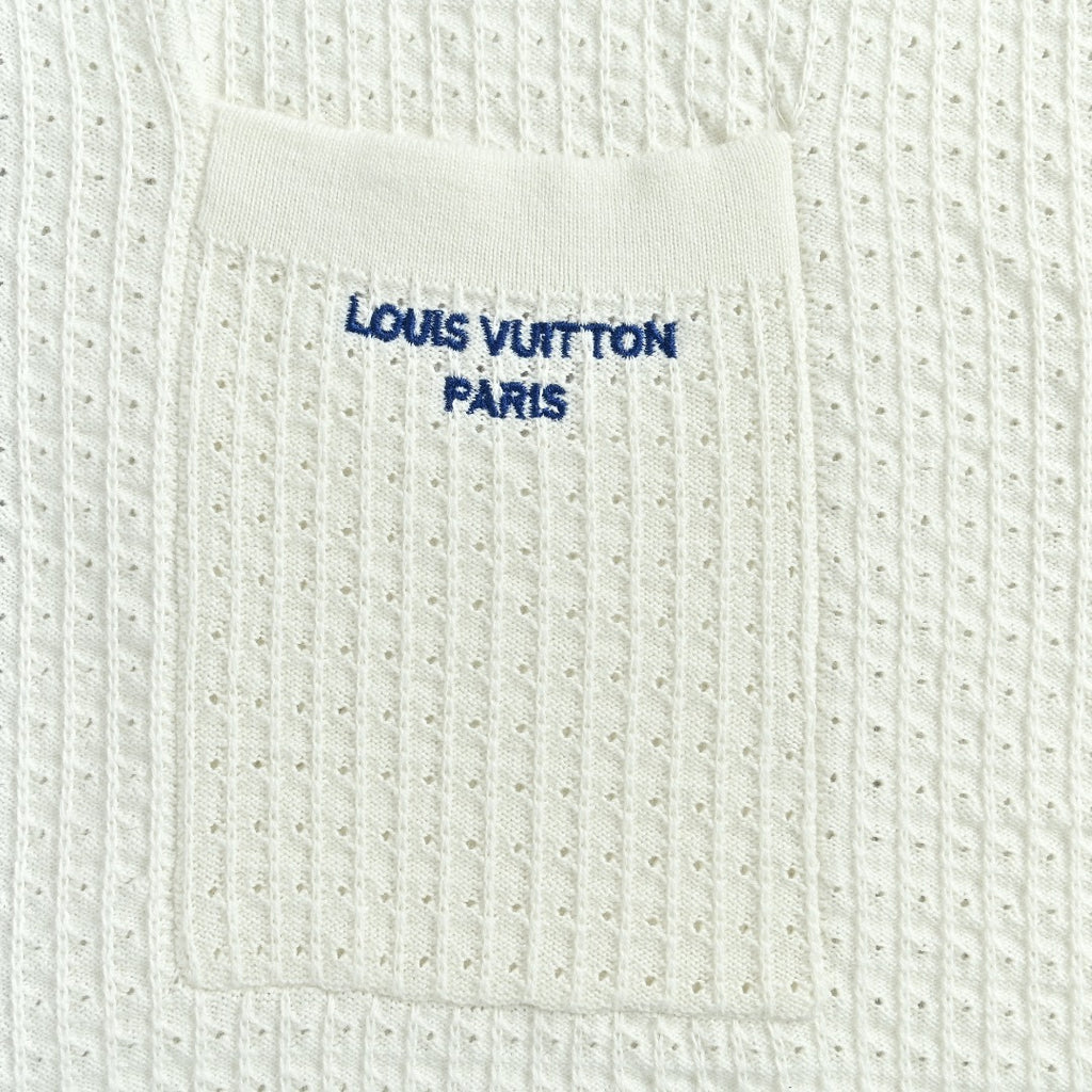 Louis Vuitton LV Waffle-Texture Embroidered Short-Sleeve Shirt — White