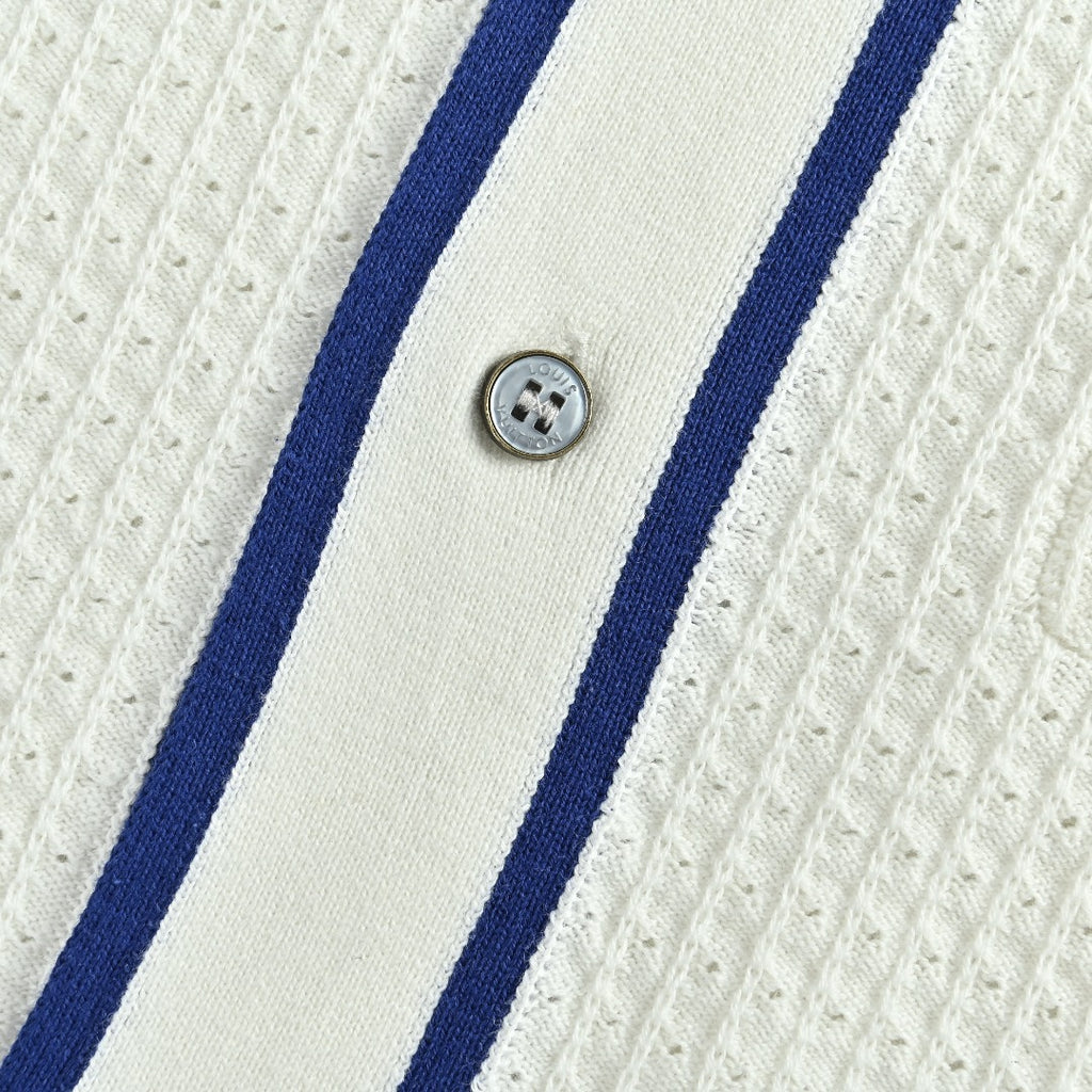 Louis Vuitton LV Waffle-Texture Embroidered Short-Sleeve Shirt — White